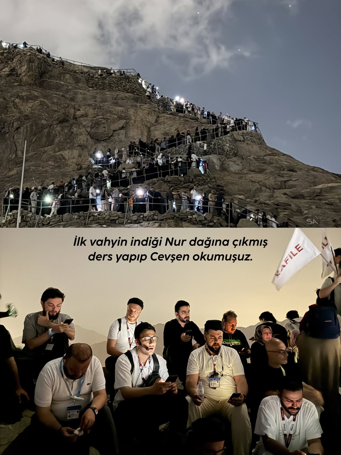 Kafile Turizm misafirleri Hira Mağarası'na çıkmak için Nur Dağı'nda